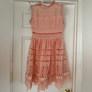 Alexis crochet sleeveless a line dress in blossom